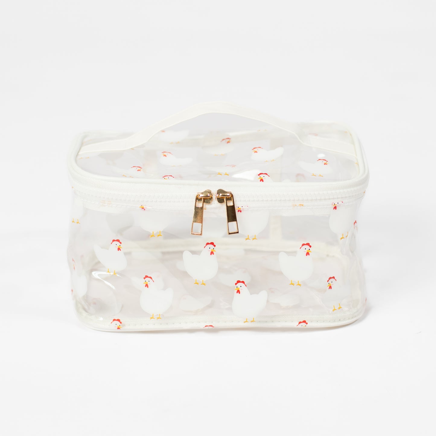 White Chicken Clear Cosmetic Bag - Big