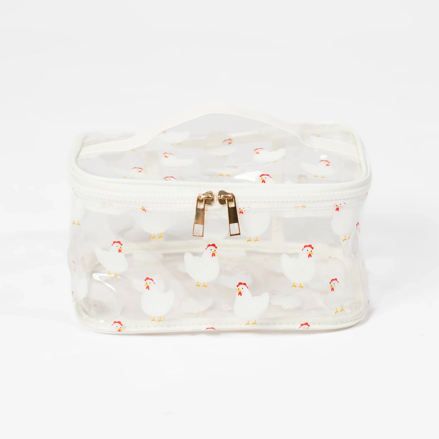 White Chicken Clear Cosmetic Bag - Big