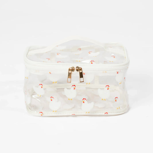 White Chicken Clear Cosmetic Bag - Big
