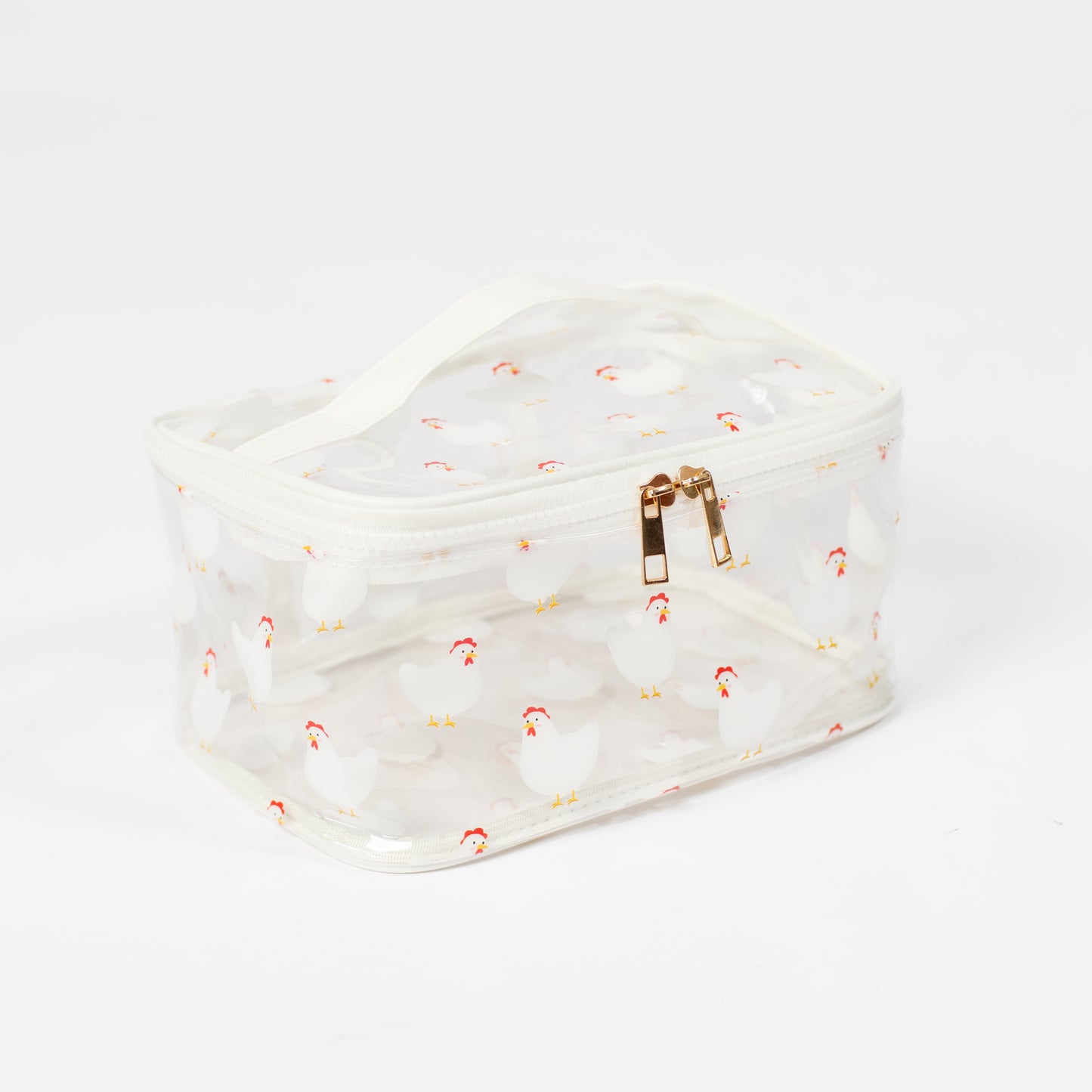 White Chicken Clear Cosmetic Bag - Big