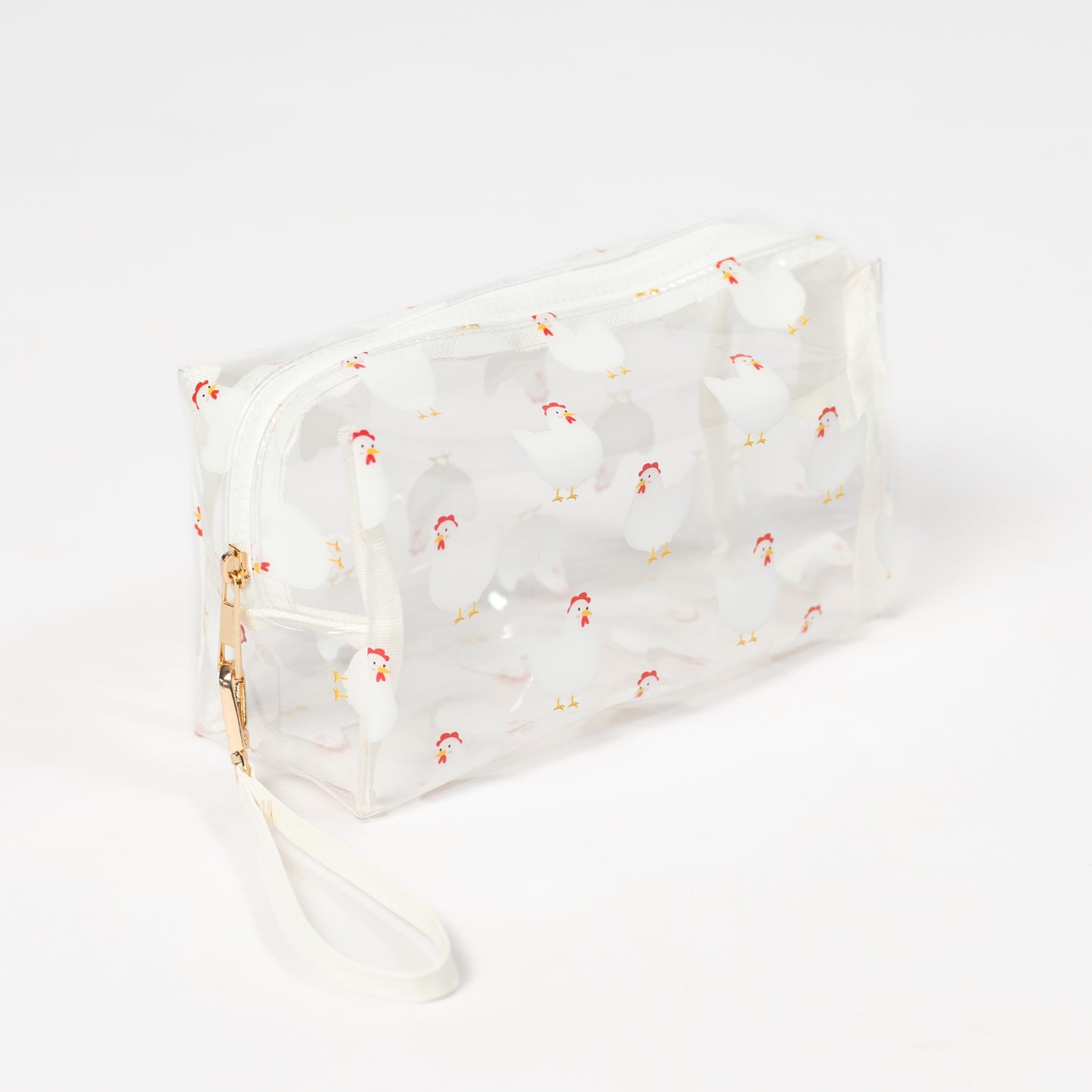 White Chicken Clear Cosmetic Bag - Small
