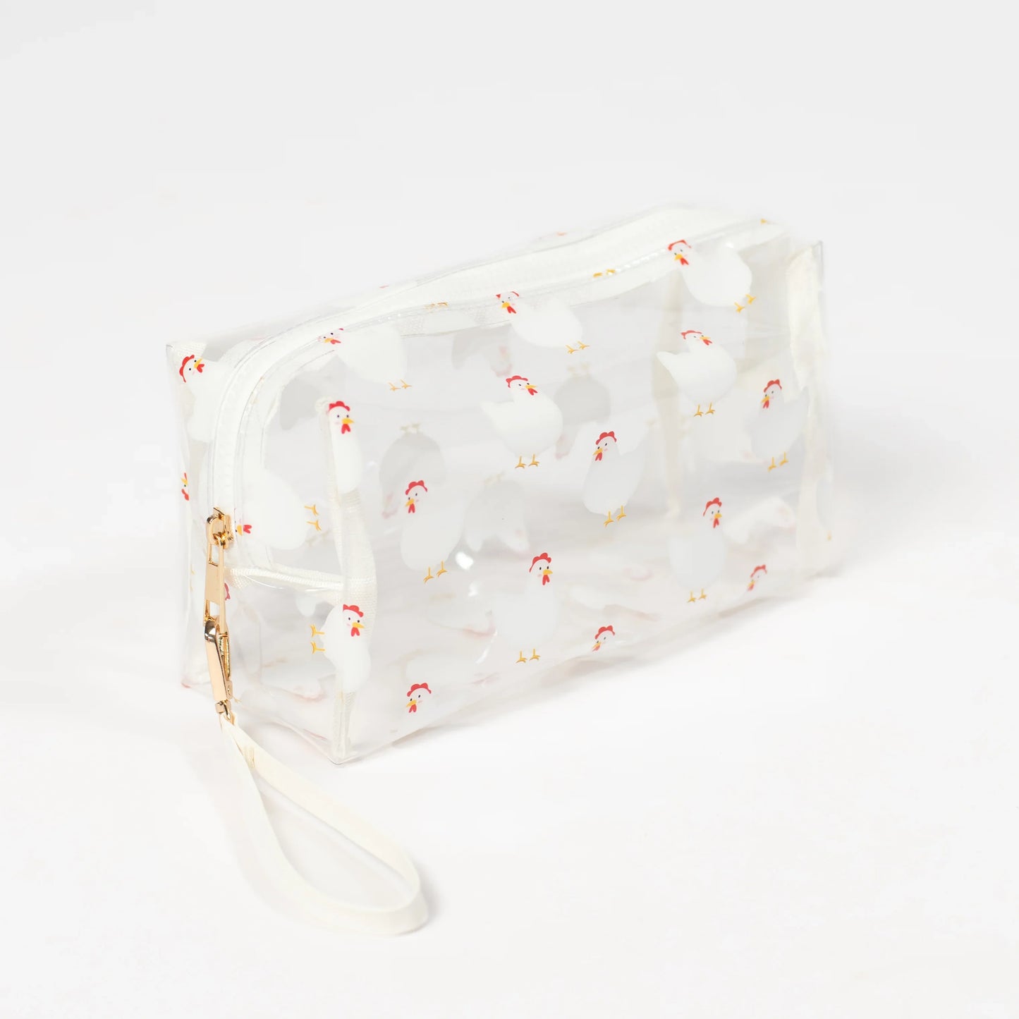 White Chicken Clear Cosmetic Bag - Small