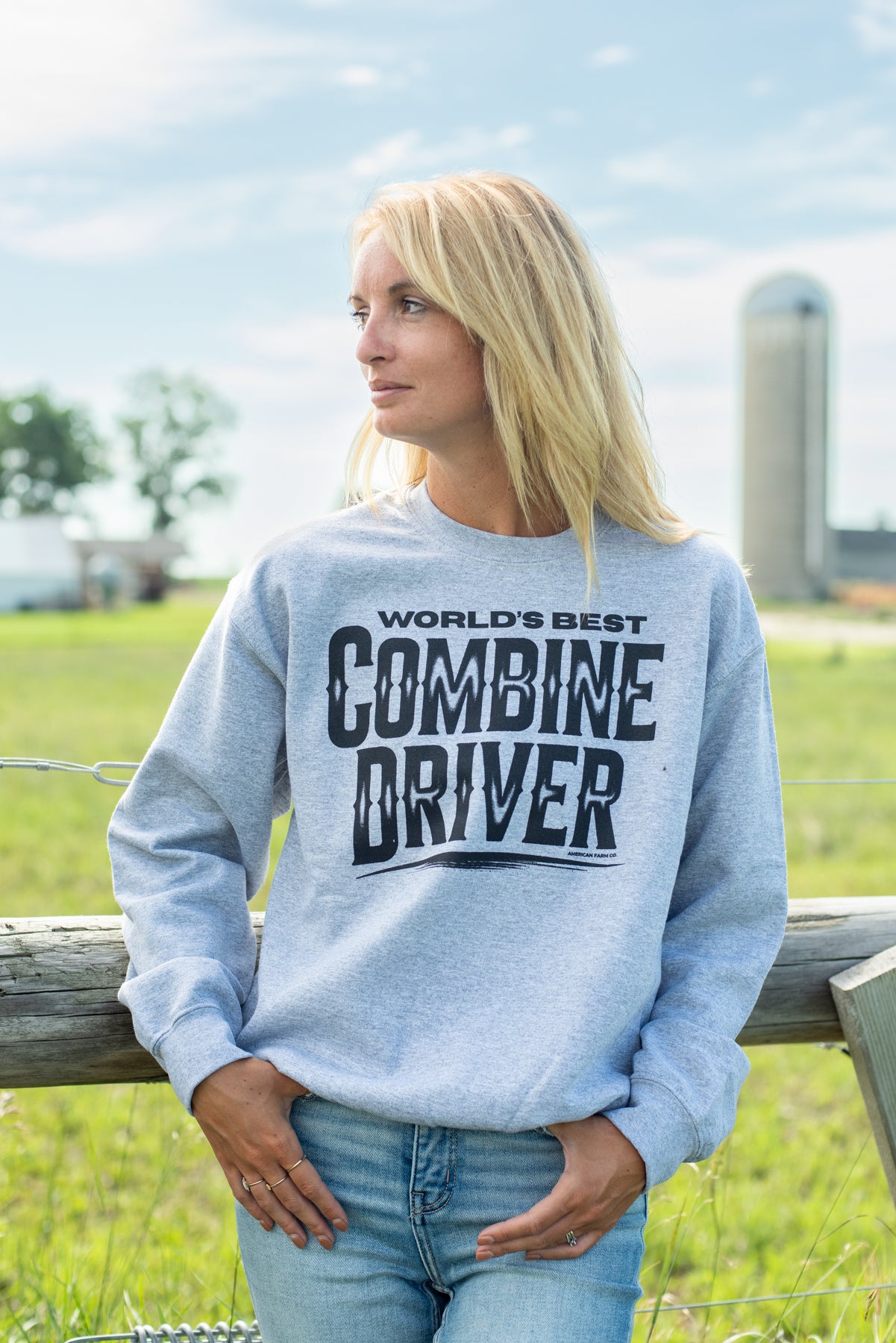 'World's Best Combine Driver' Ash Crewneck