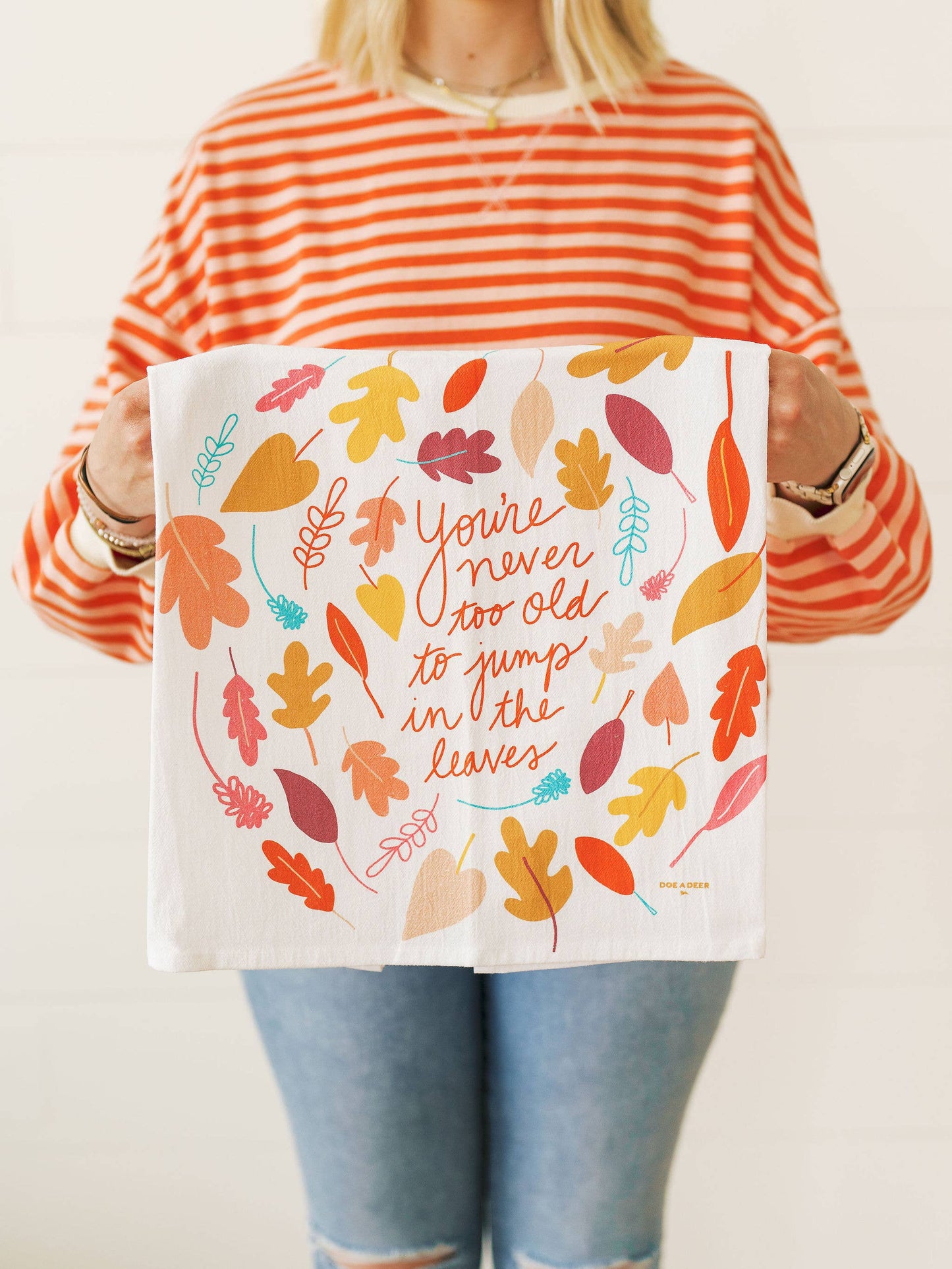 'Jump In The Leaves' Flour Sack Towel