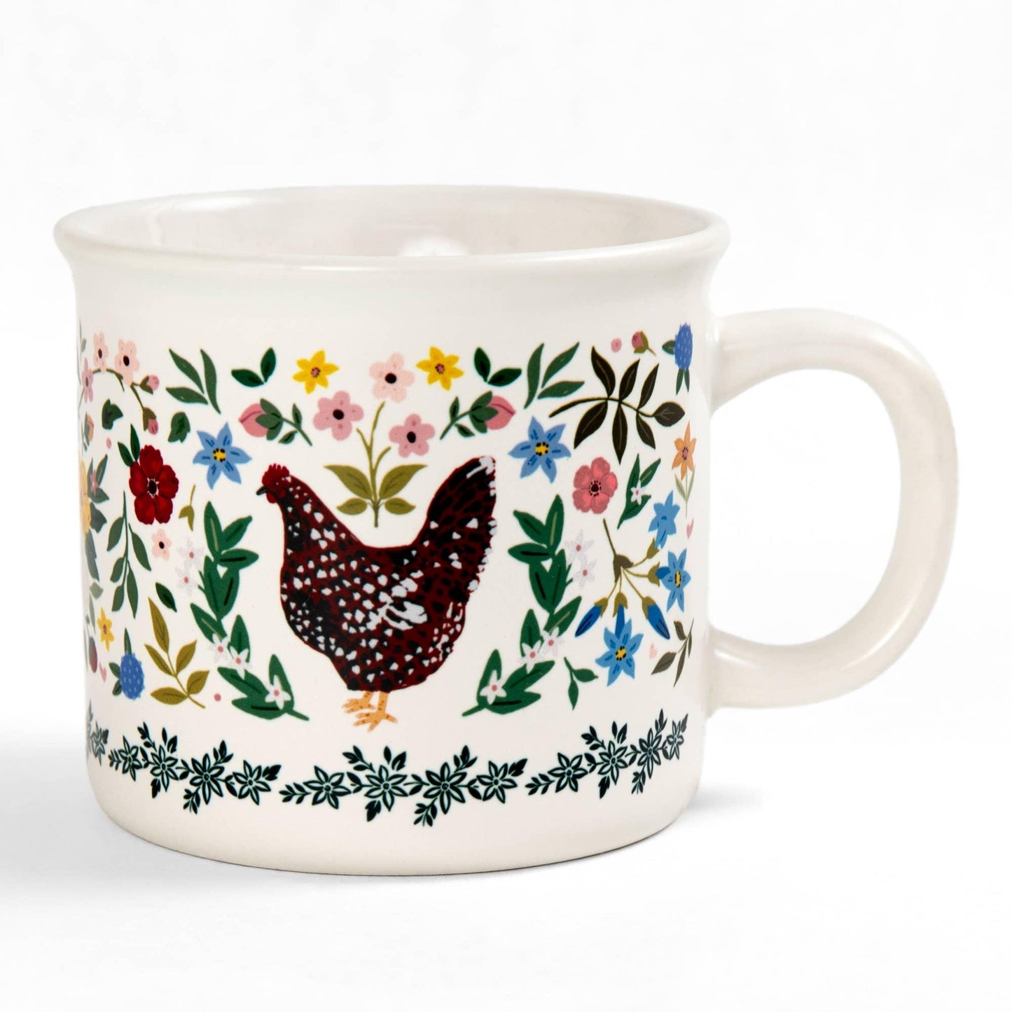 Chickens Folk Floral Mug - American Farm Company