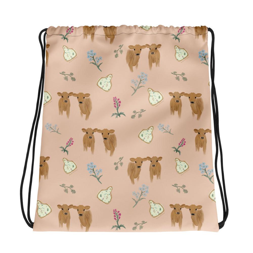 Jersey Cows & Ear Tags Drawstring Bag - American Farm Company