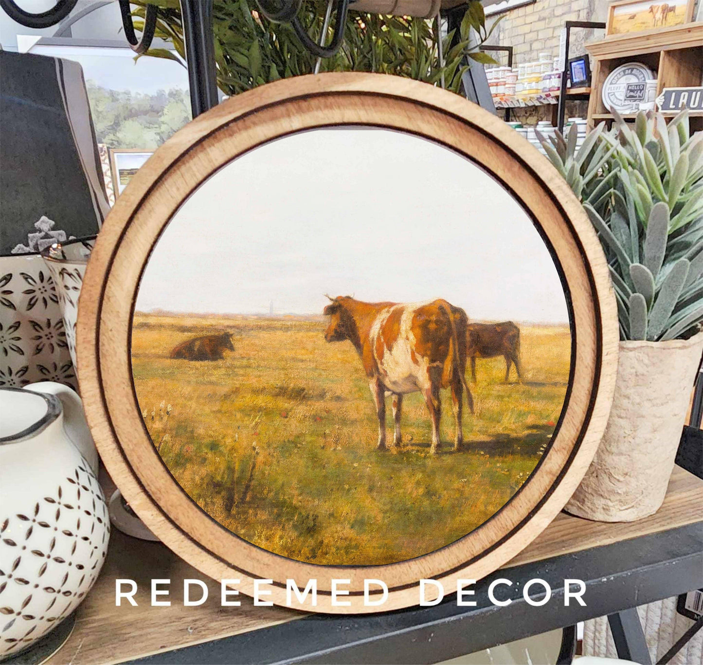Vintage Cows 8" Round Artwork - American Farm Company