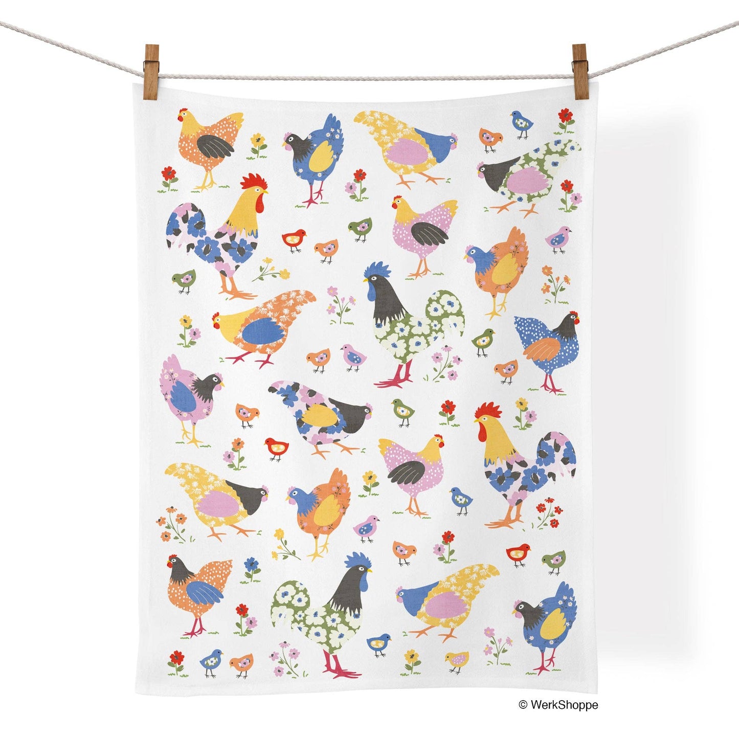Hens & Chicks Tea Towel
