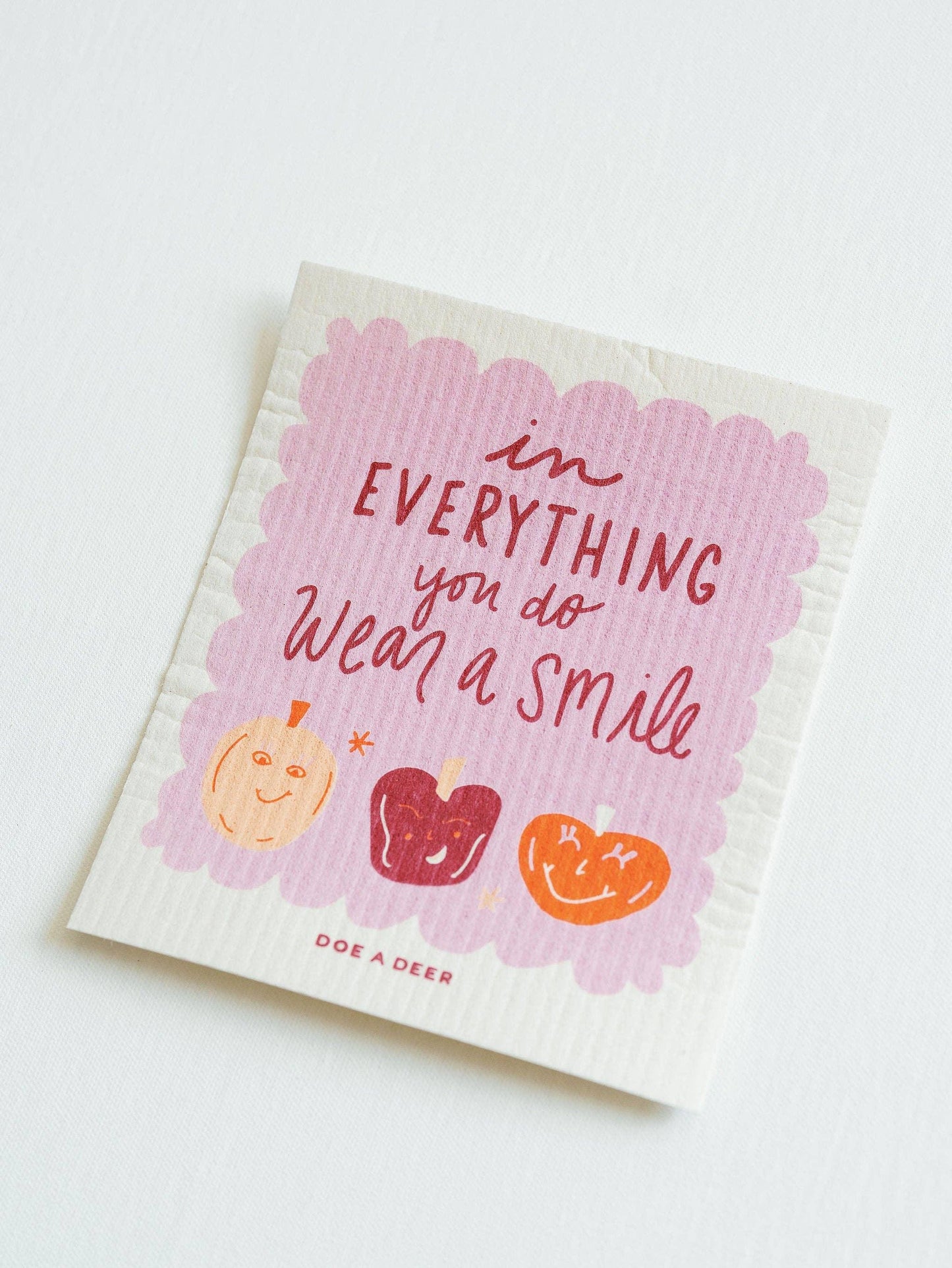 'Wear a Smile' Pumpkin Swedish Dishcloth