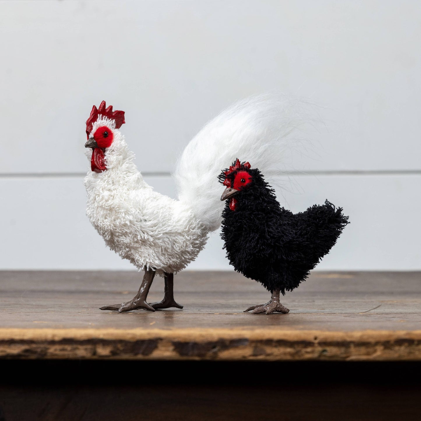 Standing White Rooster Figurine