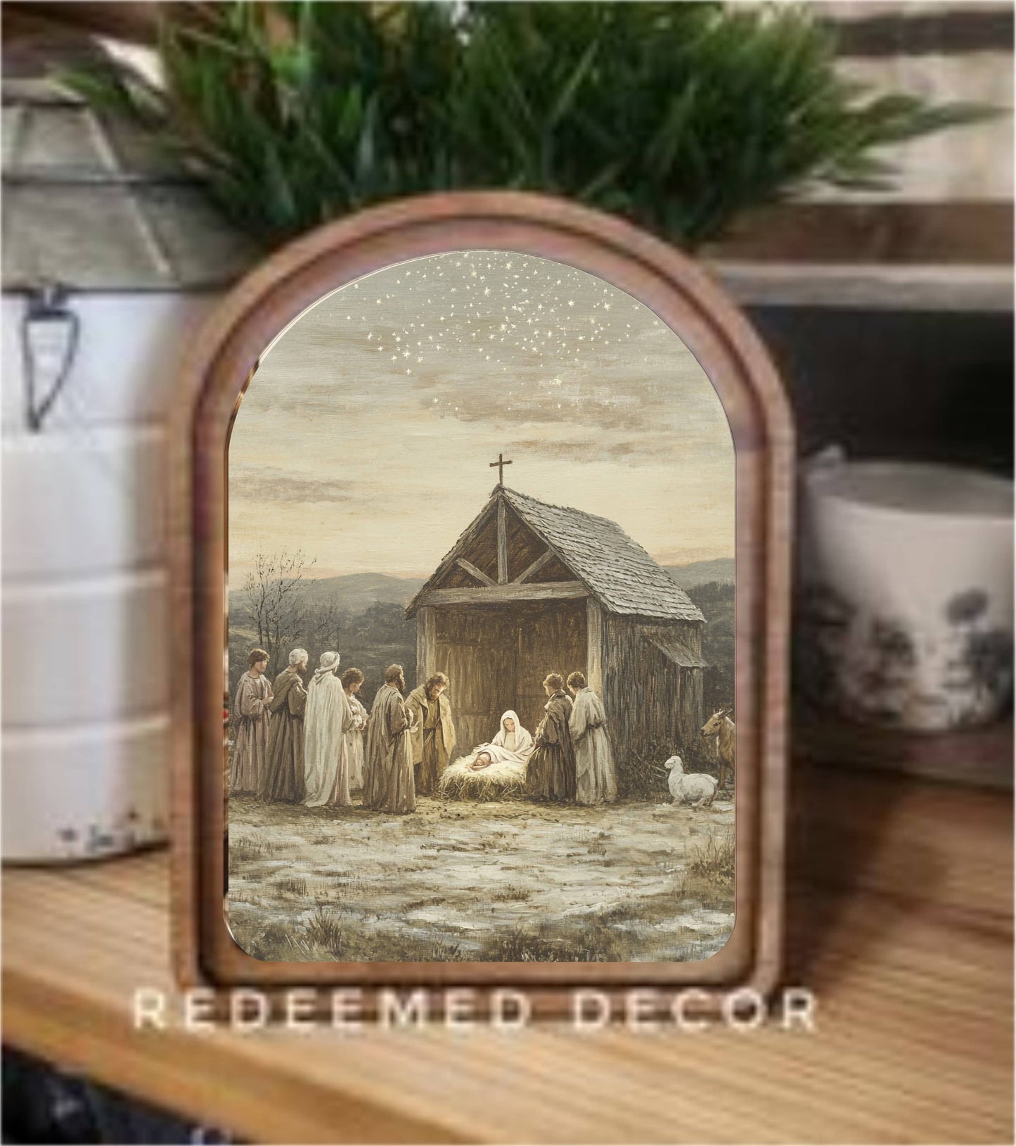 Nativity Scene Arch Top Framed Art