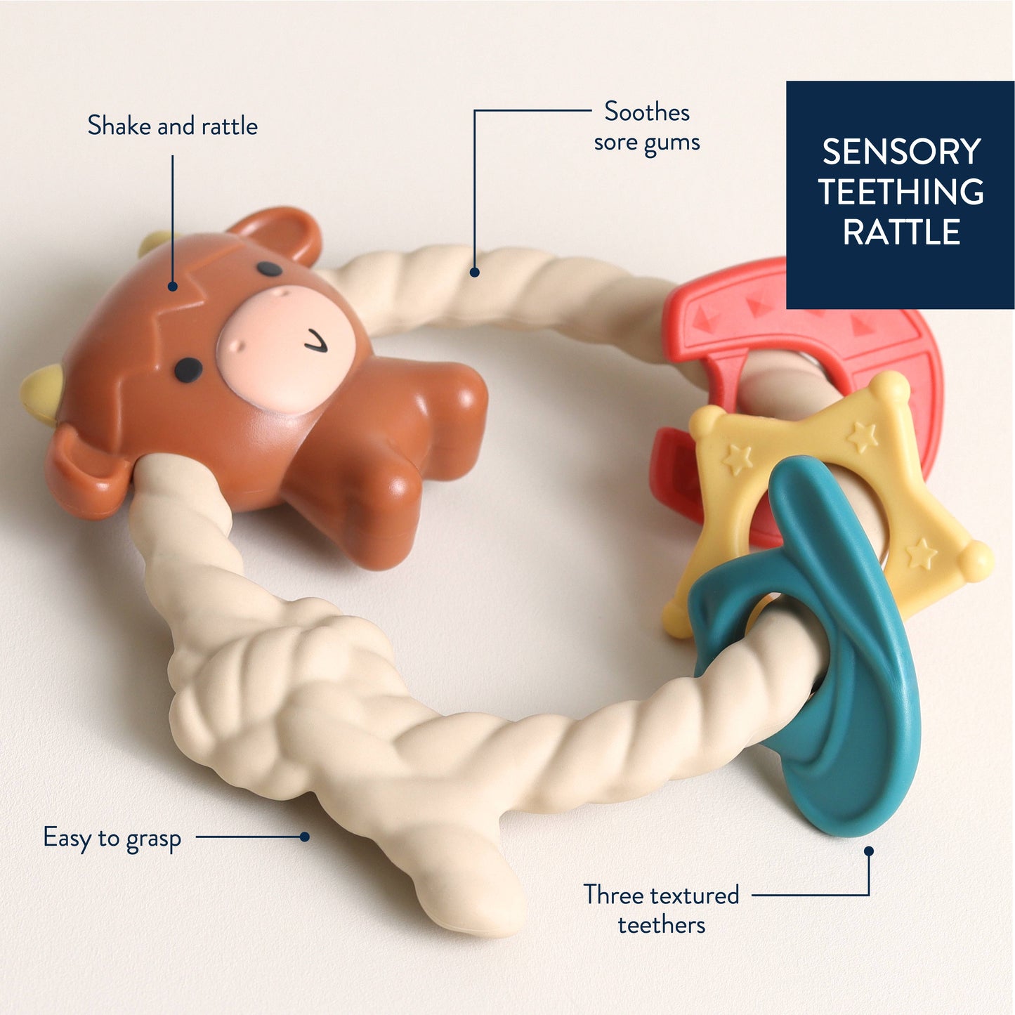 Ritzy Rattle™ Highland Cow Silicone Teether Rattle - American Farm Company