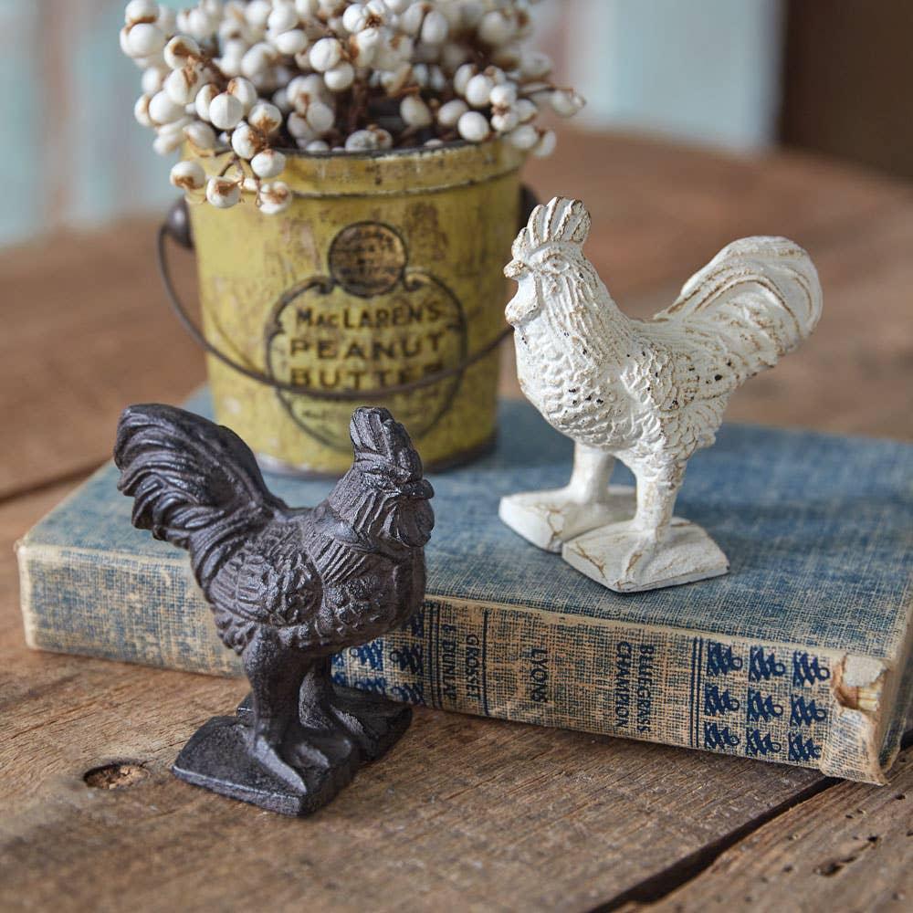 Cast Iron Rooster - Antique White - American Farm Company