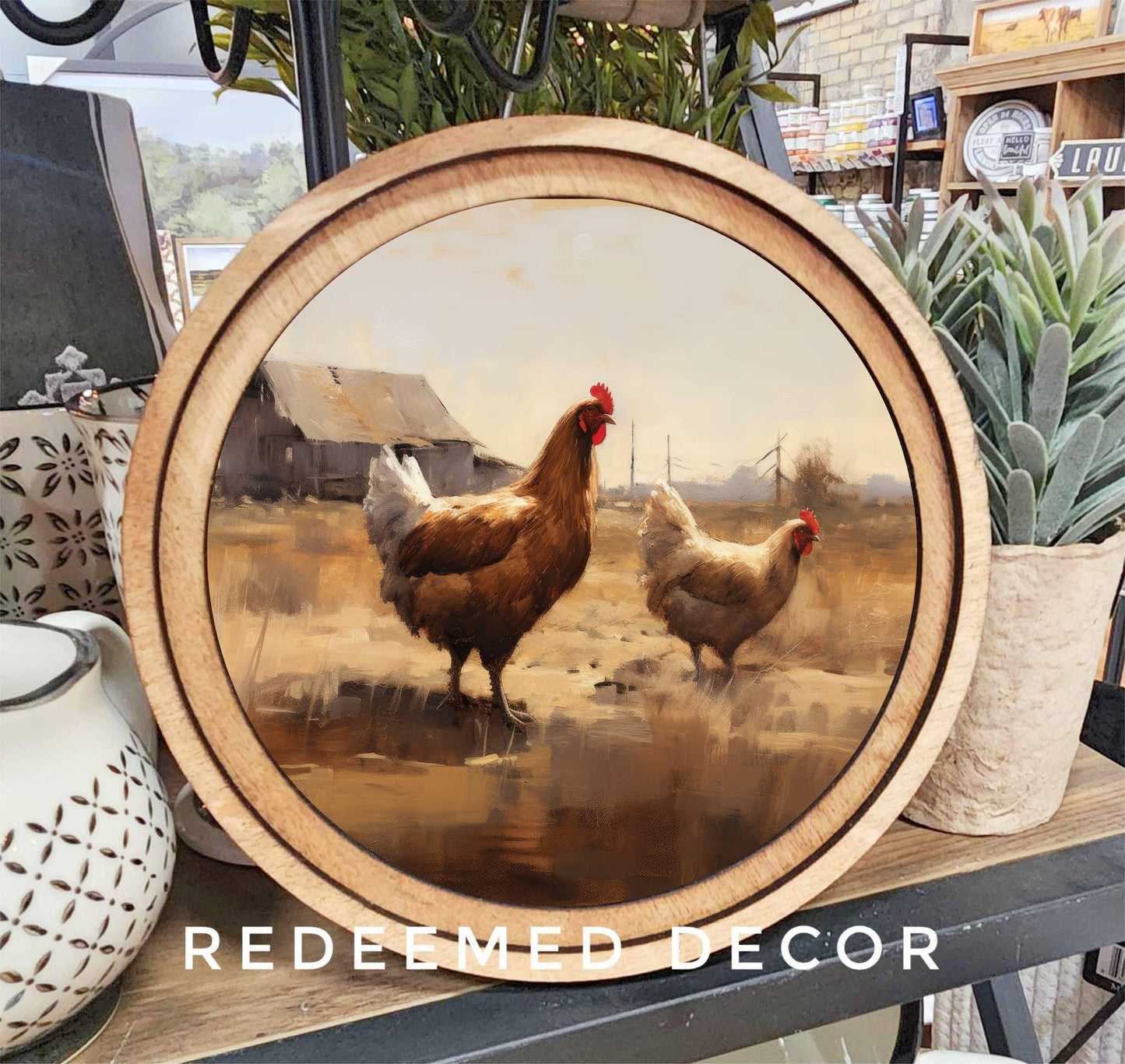 Chickens 8" Round Artwork - American Farm Company