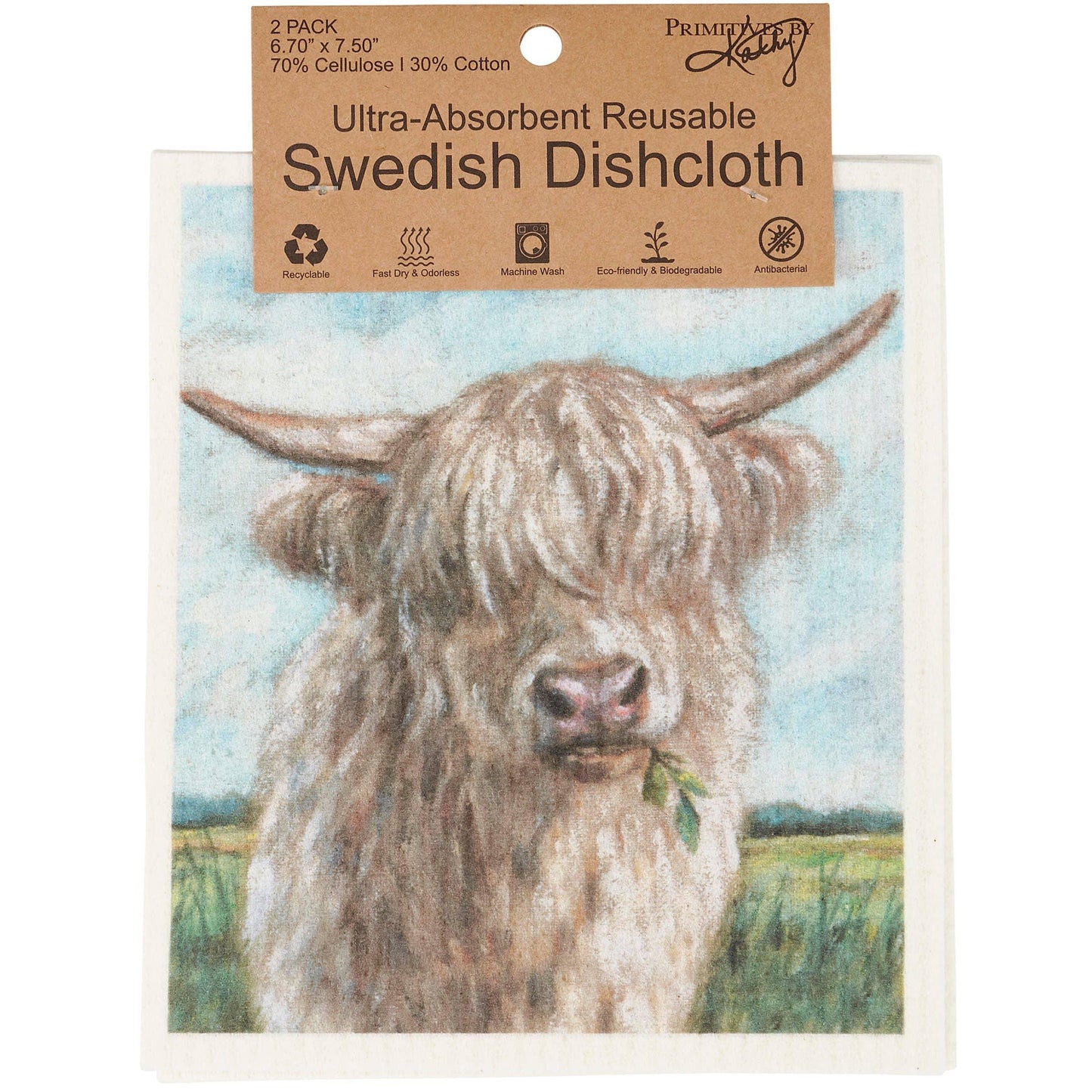 Highland Cows Swedish Dishcloth Set - American Farm Company