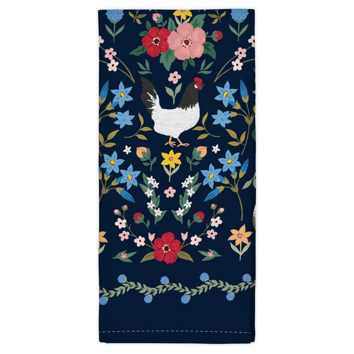 Chickens Floral Tea Towel - American Farm Company