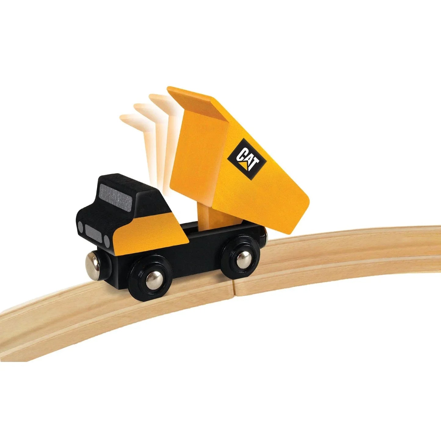 CAT Dump Truck Toy (Magnetic | Fits most 1" wooden train tracks)