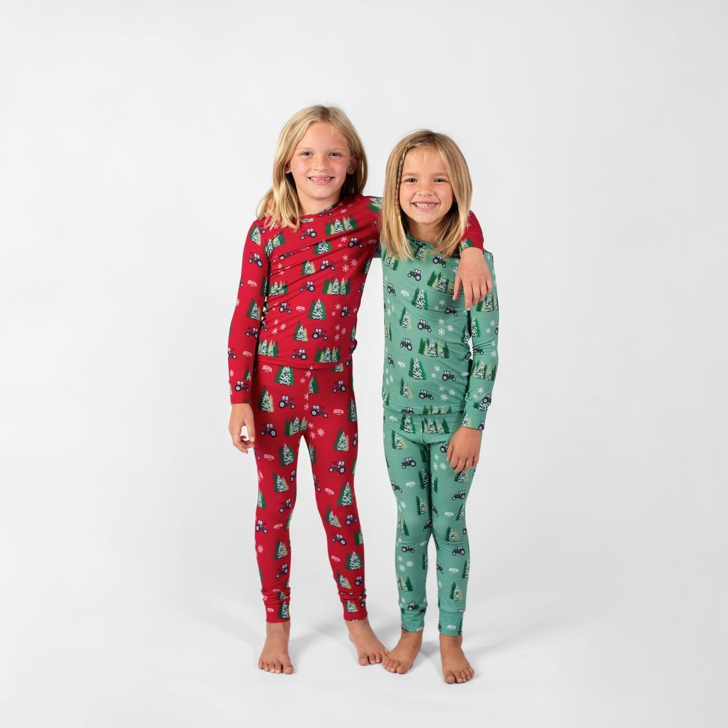 Green Tractor Christmas Toddler/Youth Bamboo Pajamas - American Farm Company