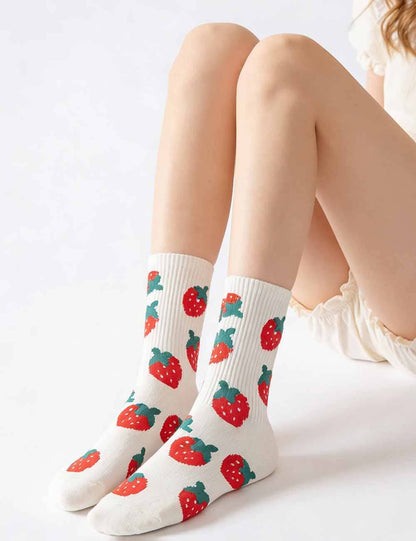 Strawberry Midi Calf Socks - Ladies