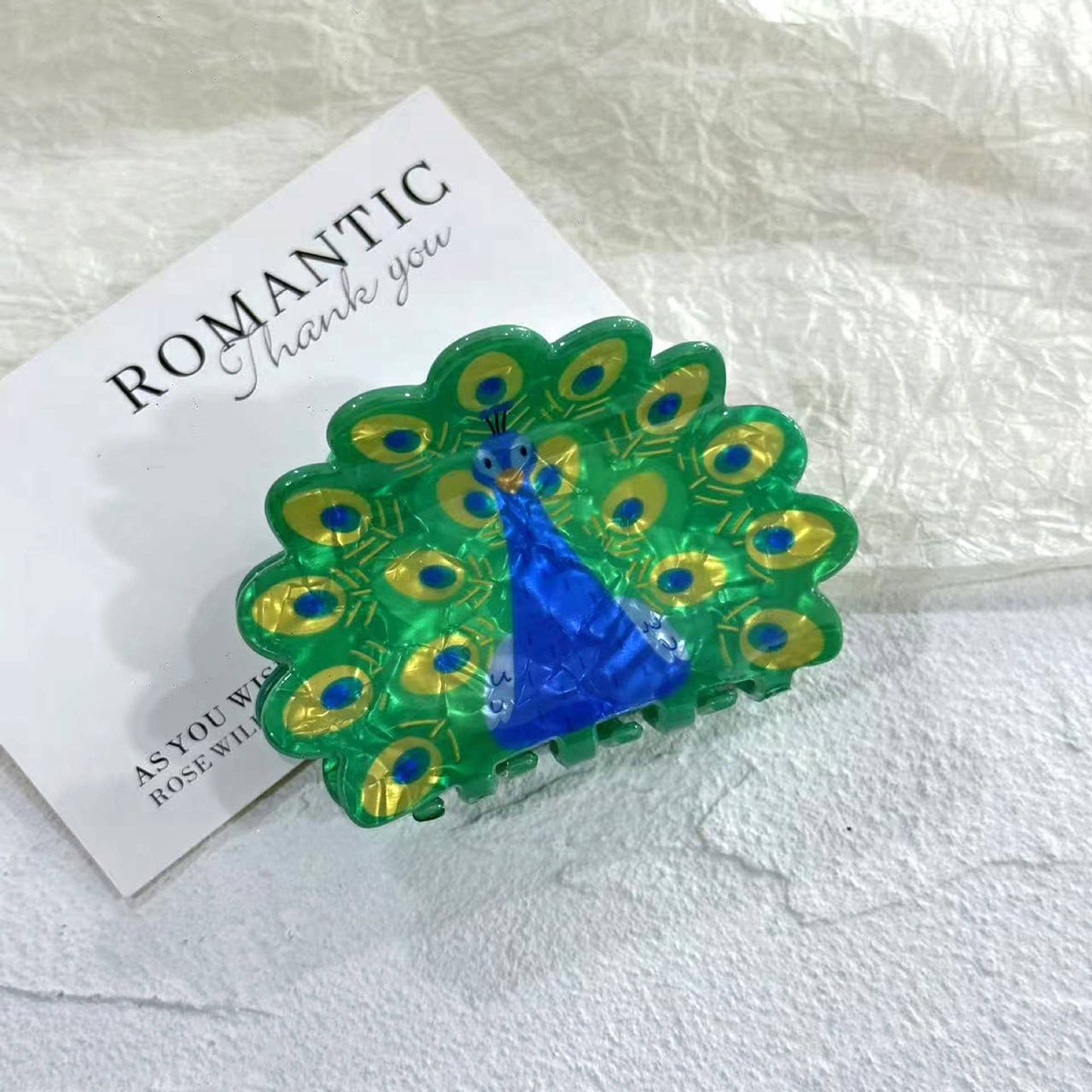 Peacock Hair Claw Clip