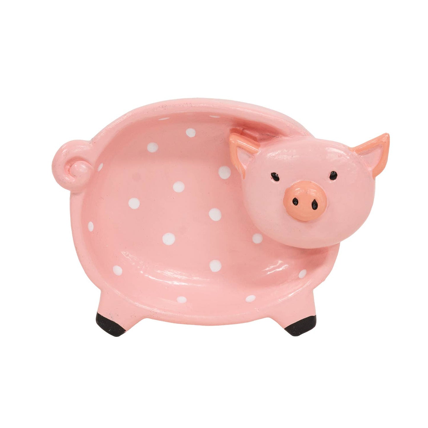 Polka Dot Pink Pig Trinket Dish