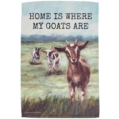 'Home Where My Goats Are' Garden Flag