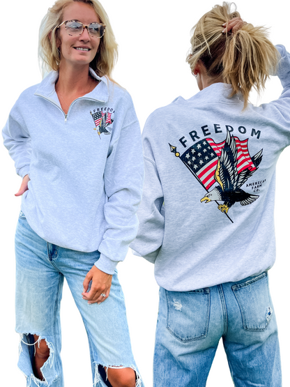 ‘Freedom’ Flag Ash 1/4 Zip