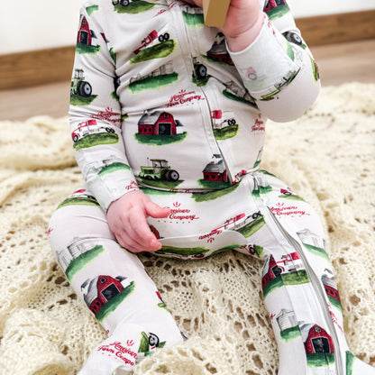 Watercolor Farm Baby Bamboo Pajamas