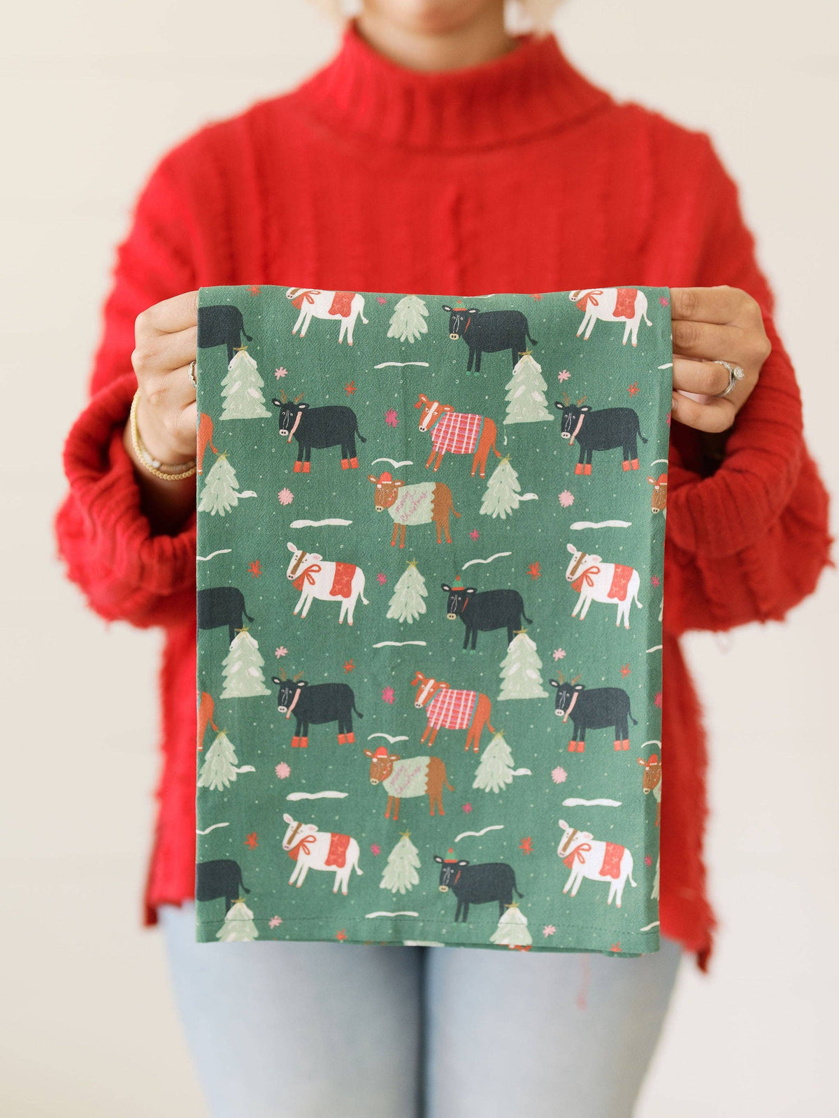 Christmas Cows Flour Sack Towel