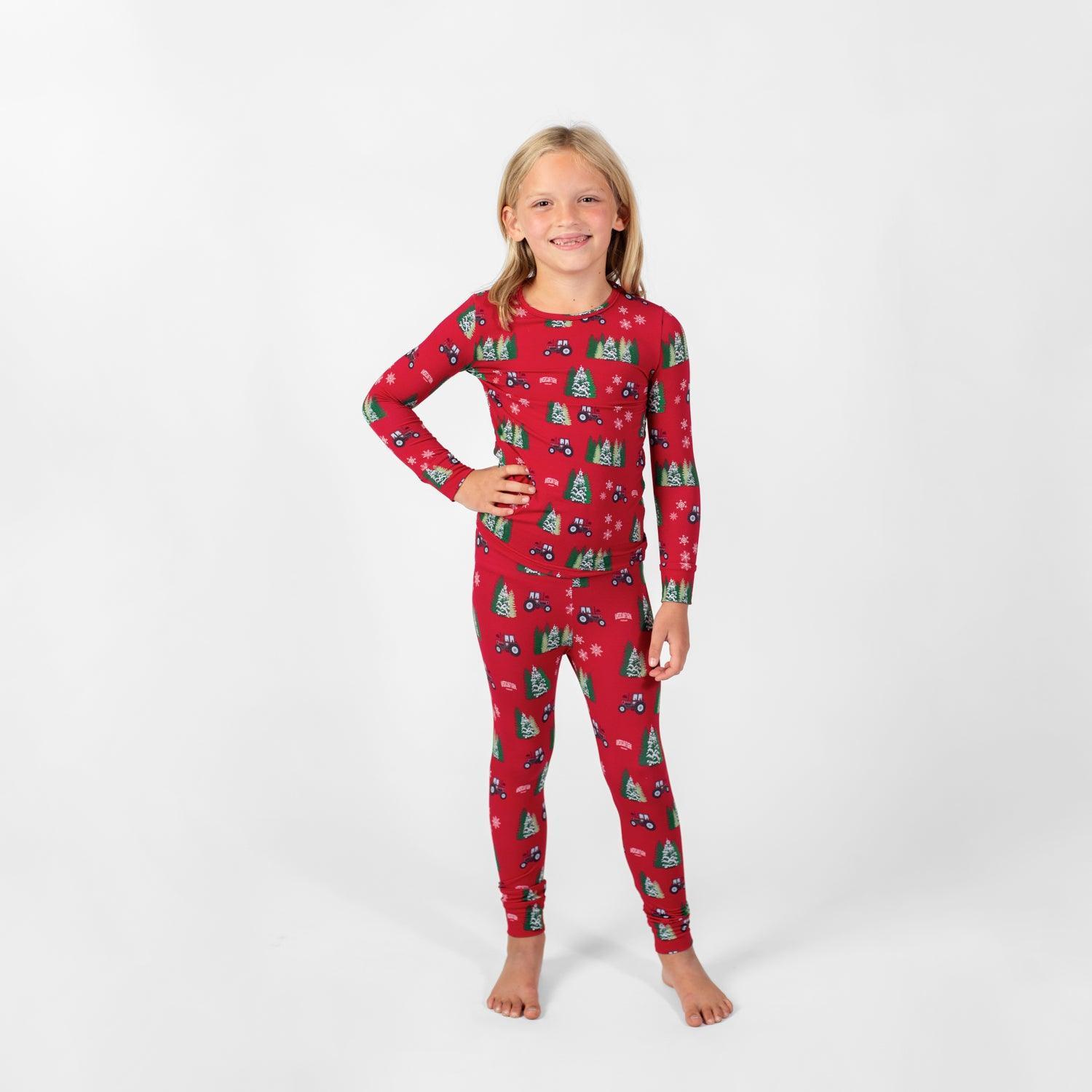 Red Tractor Christmas Toddler/Youth Bamboo Pajamas - American Farm Company