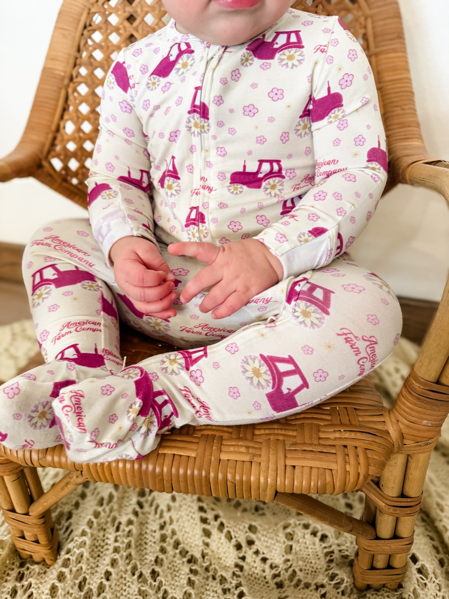 Floral Tractor Baby Bamboo Pajamas