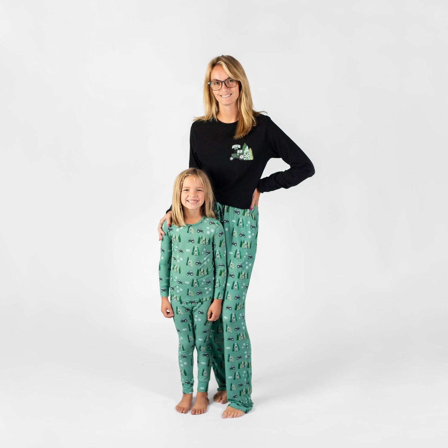 Green Tractor Christmas Toddler/Youth Bamboo Pajamas - American Farm Company