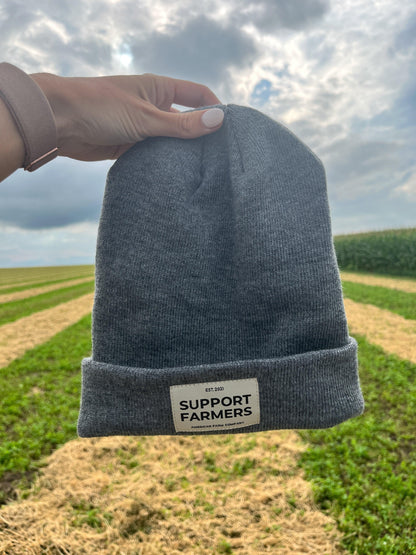 Grey ‘Support Farmers’ Beanie - American Farm Company