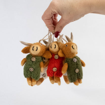 Highland Cow in Knit Sweater Ornament