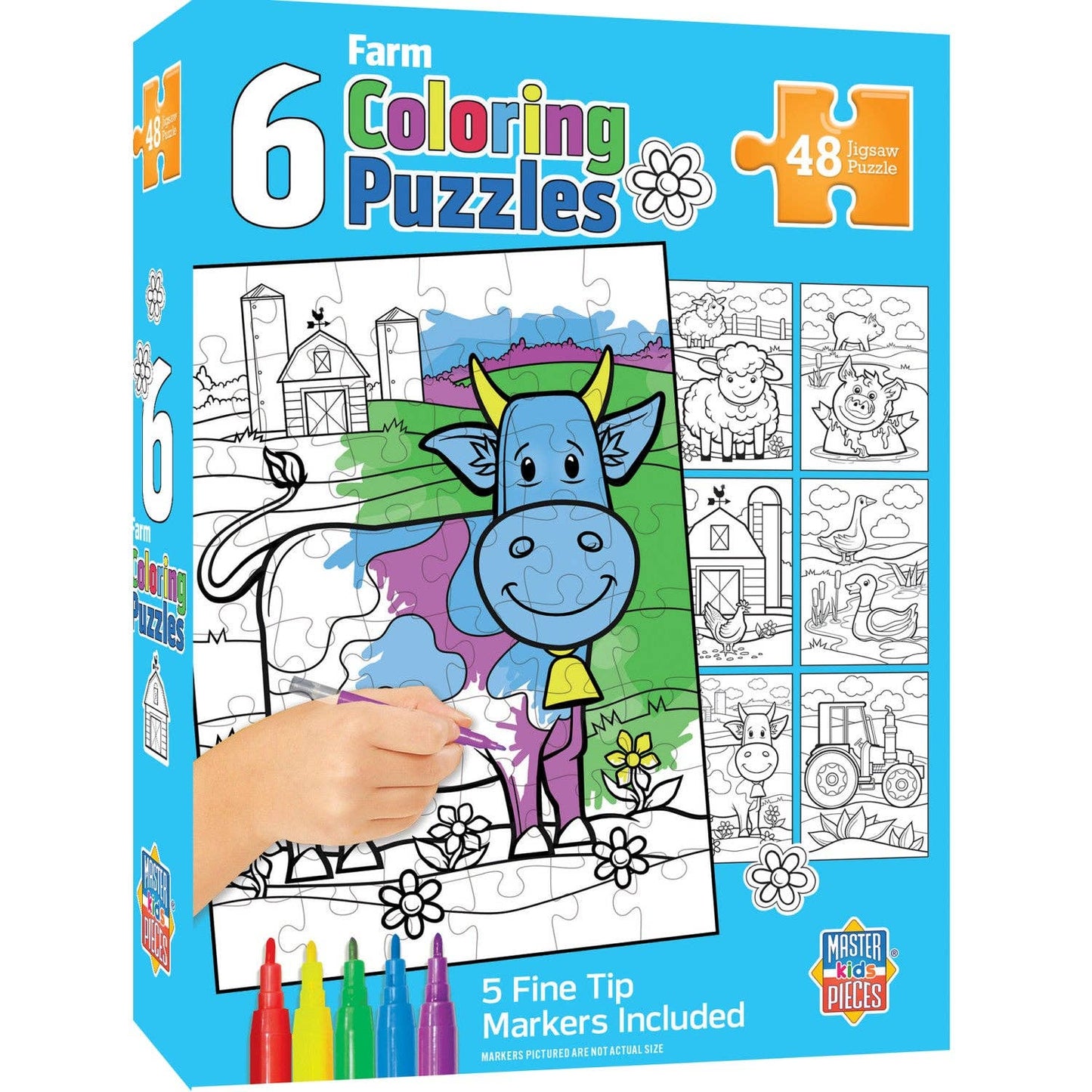 Coloring Farm Puzzles 6-Pack - 48 Piece Puzzles