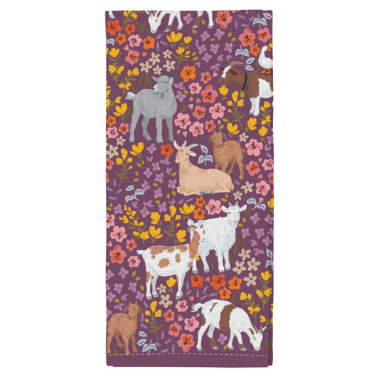 Goats & Flowers Tea Towel