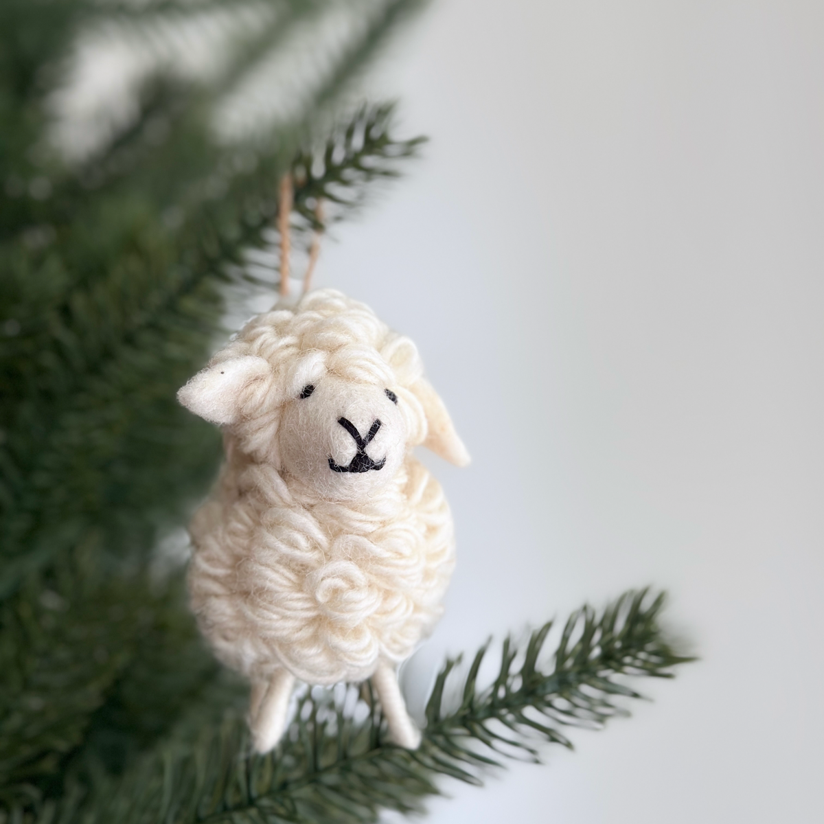 White Felt Sheep Ornament