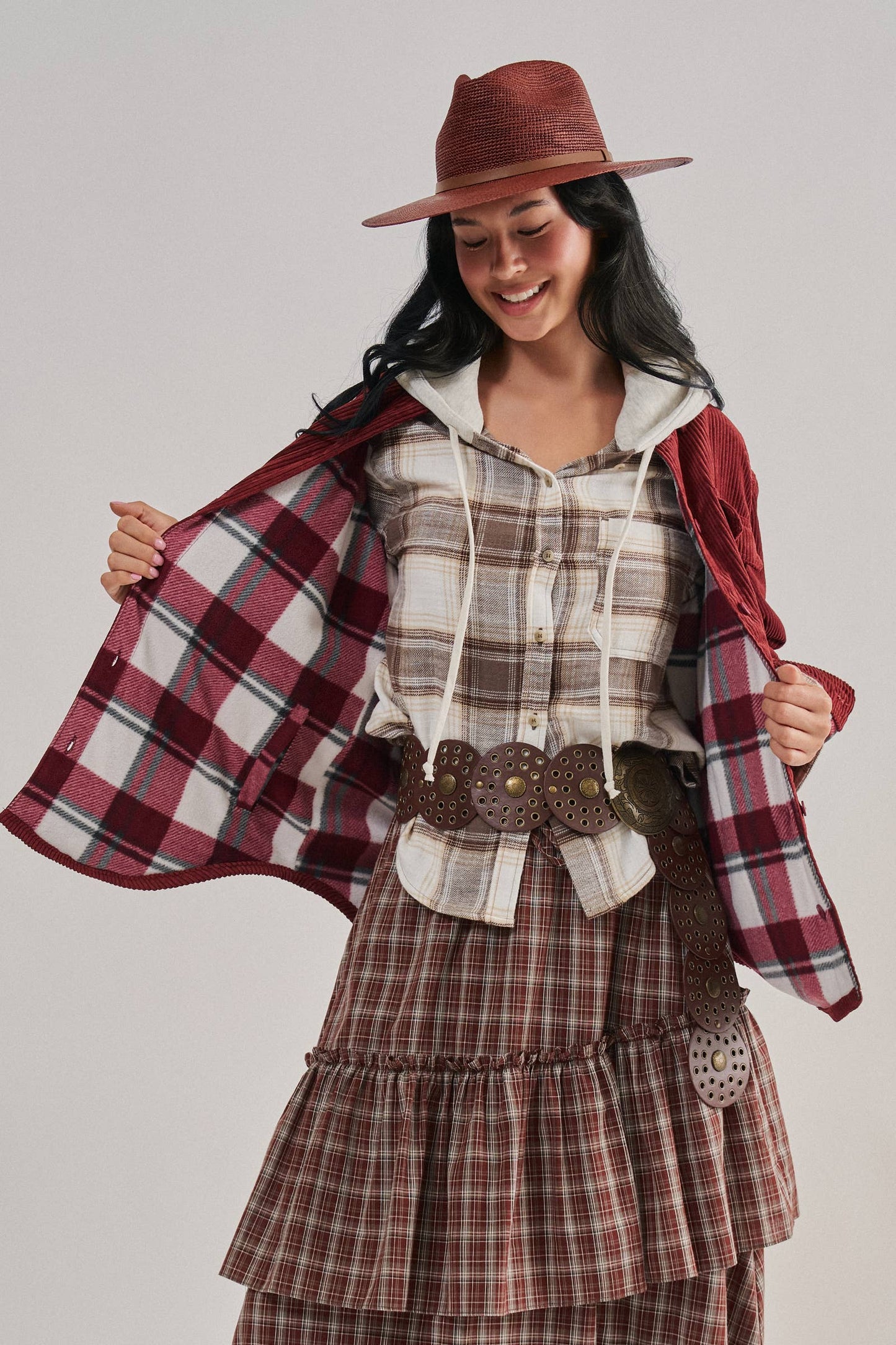Plaid Lined Reversible Corduroy Flannel Shacket
