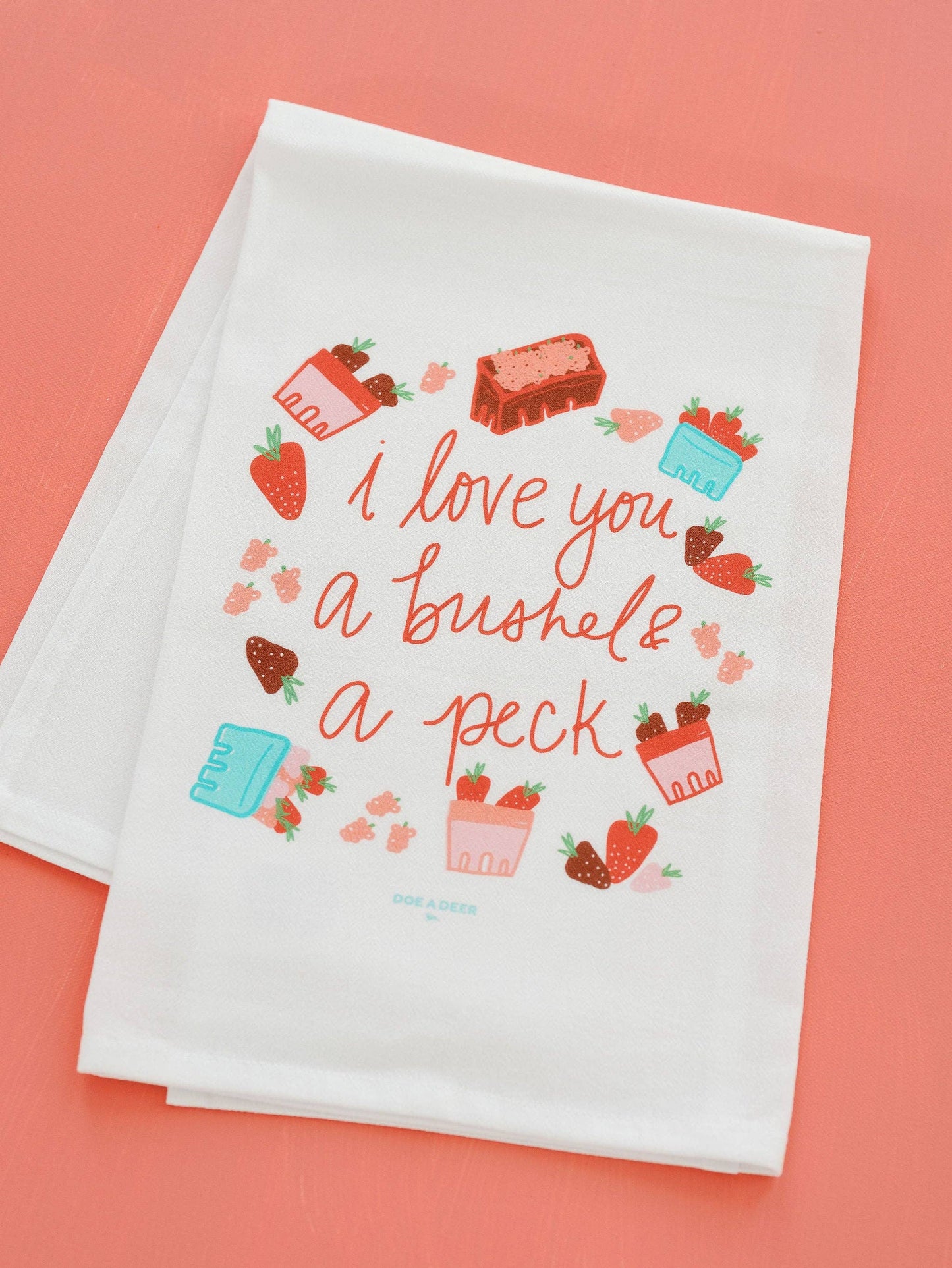 Valentine's Day 'Bushel & A Peck' Flour Sack Tea Towe