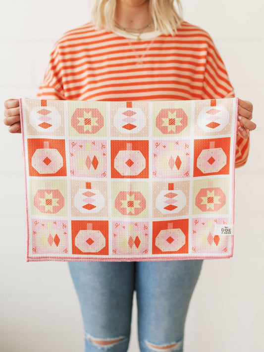 Pumpkin Quilt Waffle Towel