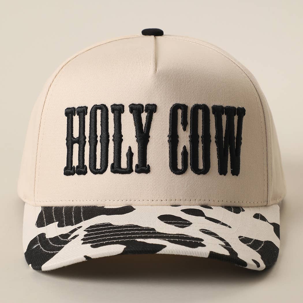 HOLY COW 3D Embroidered Cow Print Brim Trucker Hat
