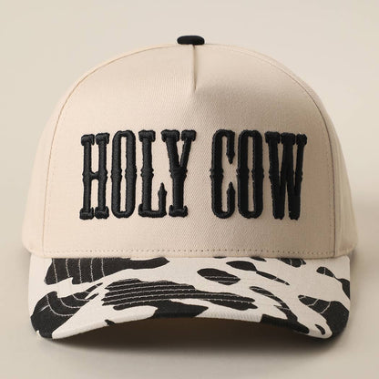 HOLY COW 3D Embroidered Cow Print Brim Trucker Hat