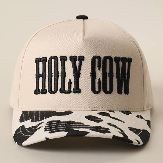 HOLY COW 3D Embroidered Cow Print Brim Trucker Hat