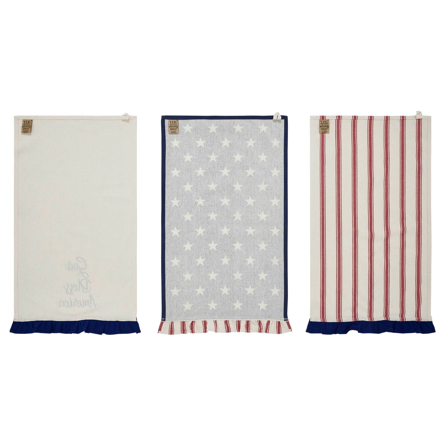'God Bless America' Ruffled Tea Towel - Set of 3