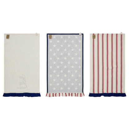 'God Bless America' Ruffled Tea Towel - Set of 3