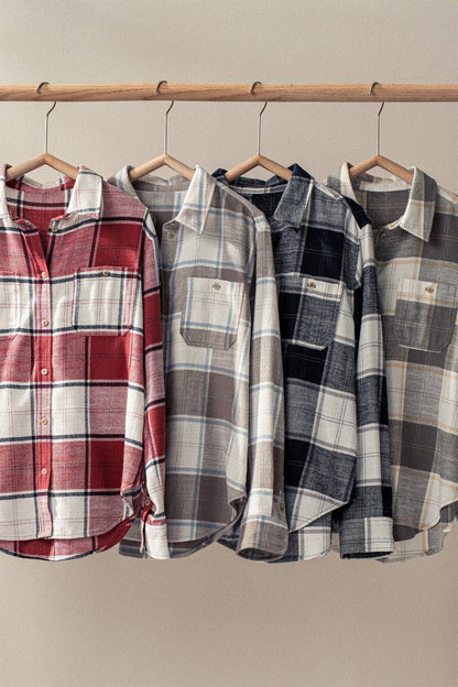 Western Plaid Button-Up Relaxed Fit Shirt
