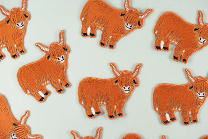 Highland Cow Embroidered Iron-On Patch