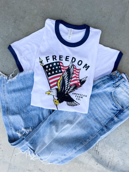 ‘Freedom’ Flag Ringer Tee