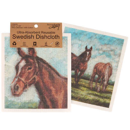 Grazing Horses Swedish Dishcloth Set