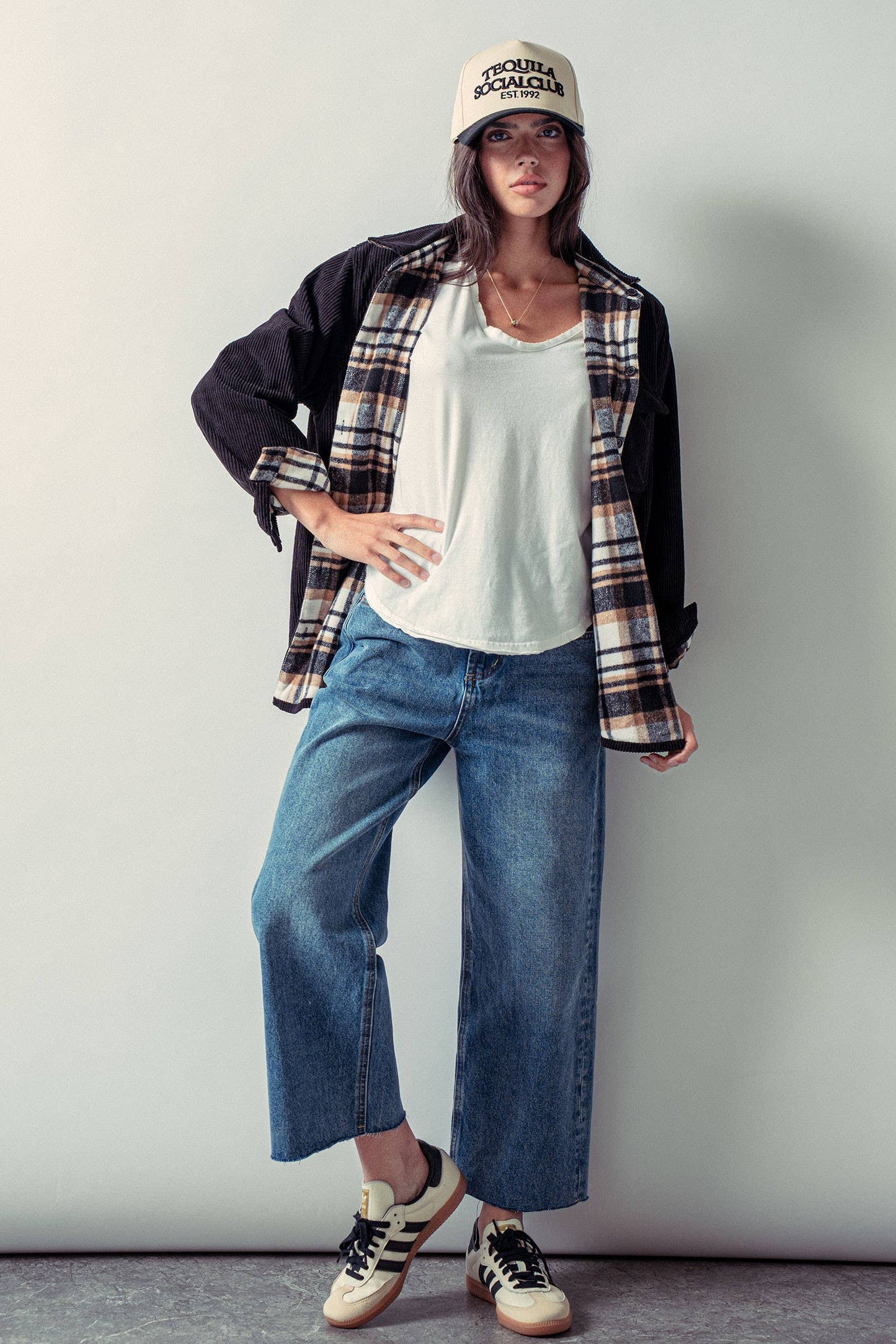 Plaid Lined Reversible Corduroy Flannel Shacket